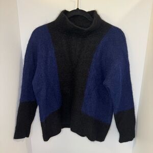 Sweaty Betty Color Block Sweater Wool‎ Blend Funnel Neck Blue & Blue size M